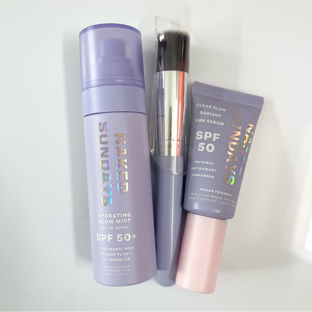 Naked Sundays Sun Bundle Glow Mist Brush Clear Glow Radiant Serum